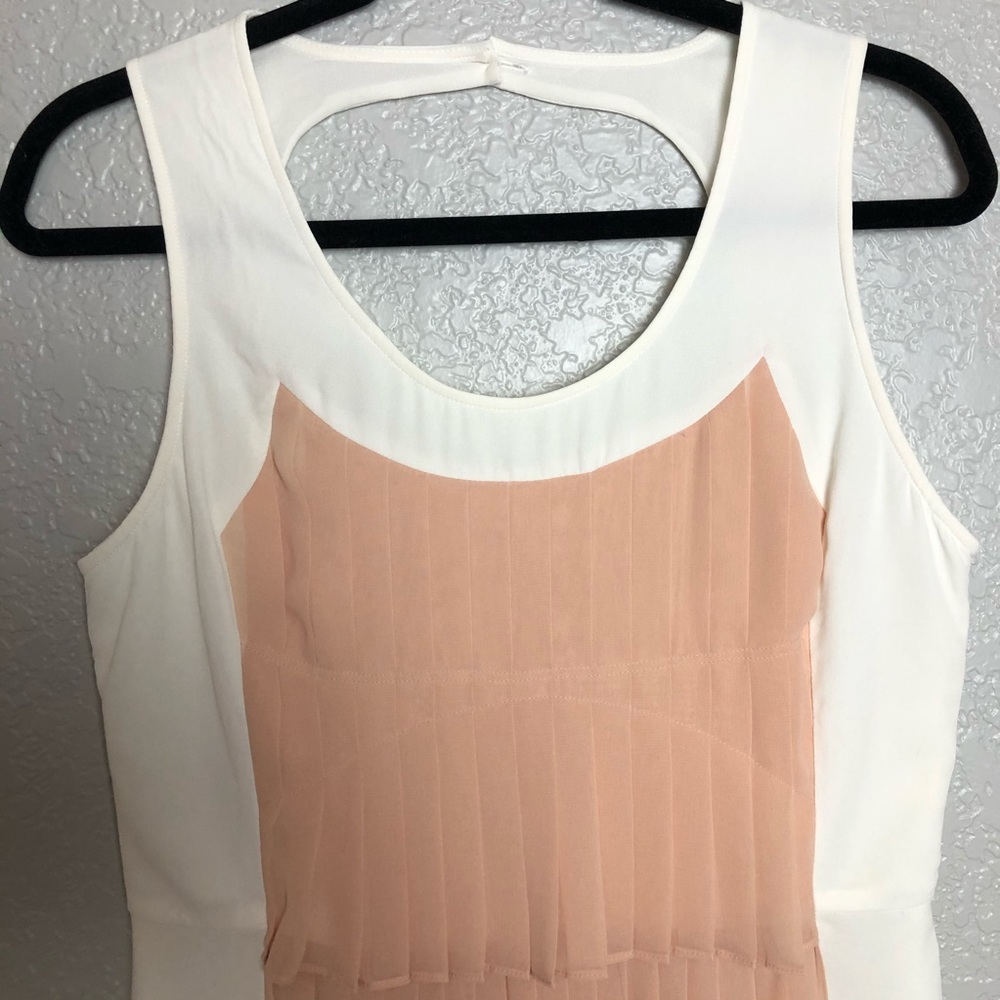 McGinn Pleated Dress Cutout Back White & Nude M - Picture 3 of 13